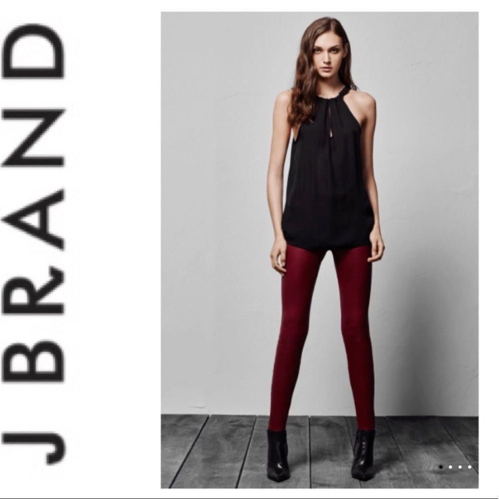 J Brand Red Bordeaux Burgundy Skinny Leg Pants Size 28 Waist